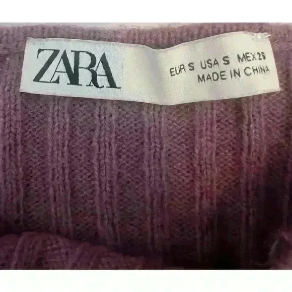 Zara Ribbed Knit Top Trf Purple V-Neck Straps Size Small - Picture 7 of 8